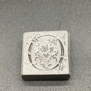 Miniature Solid Pewter Book Figurine with Floral Cover, Etched Curio Dollhouse